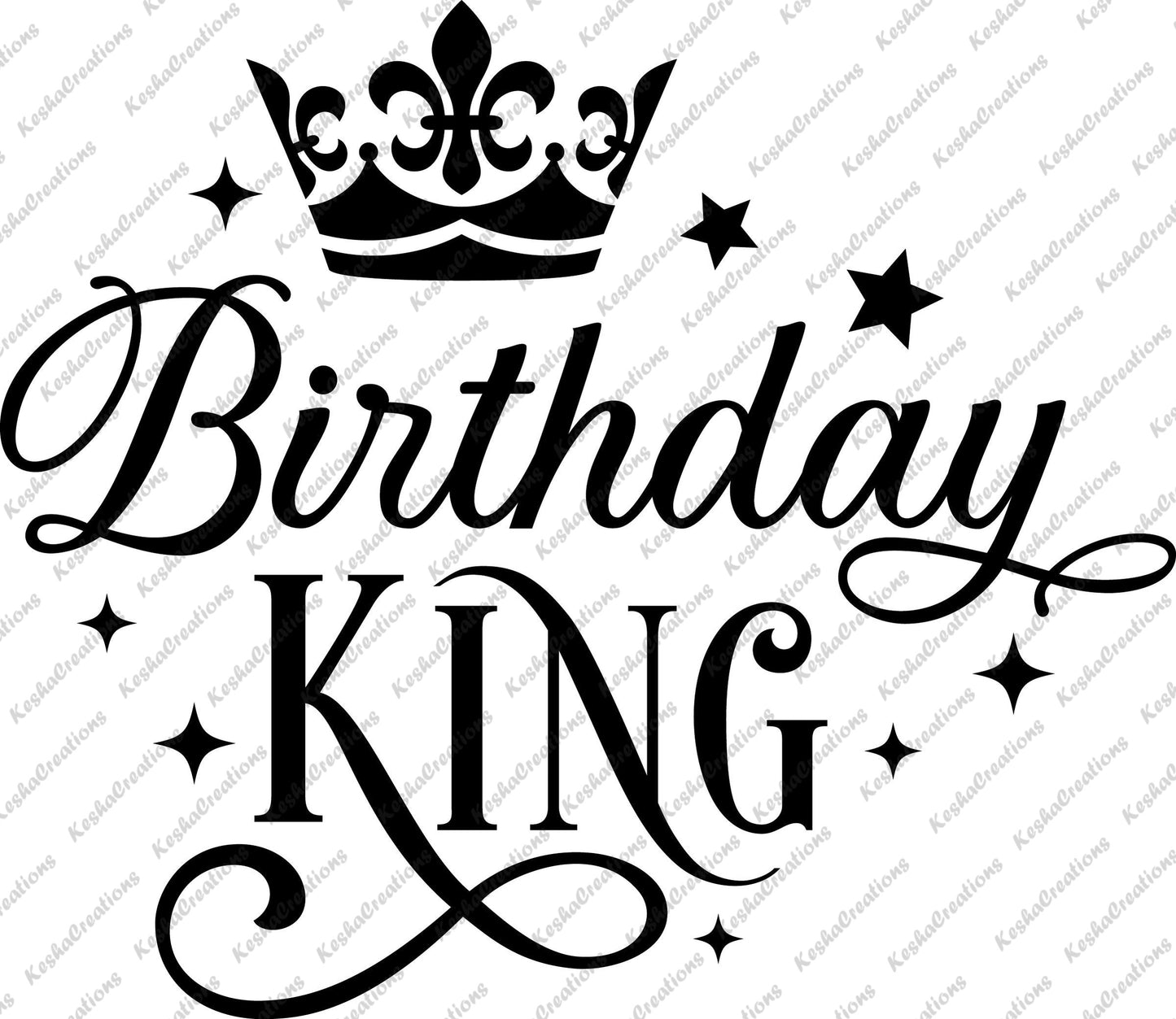 A simple yet powerful "Birthday King" design in bold, graffiti-style lettering, exuding confidence and a sense of festivity, perfect for birthday-themed apparel or decor.