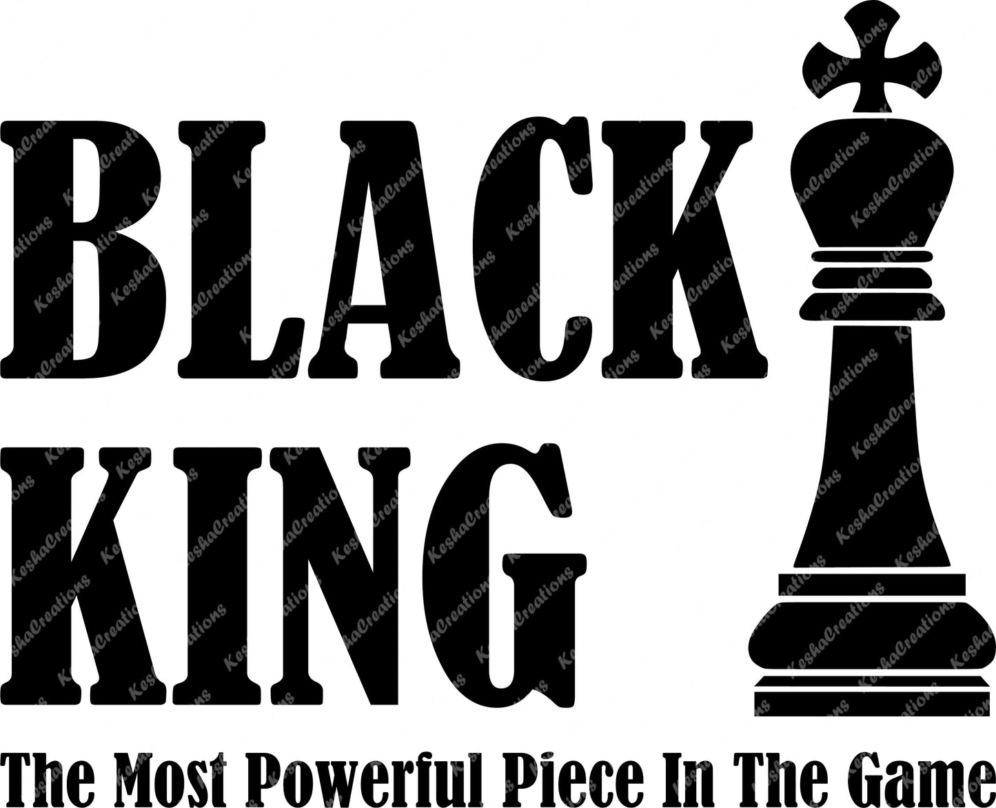 A striking graphic displaying the words "Black King" with a crown symbol, symbolizing royalty, pride, and heritage. The design resonates with themes of empowerment and honor in Black culture.
