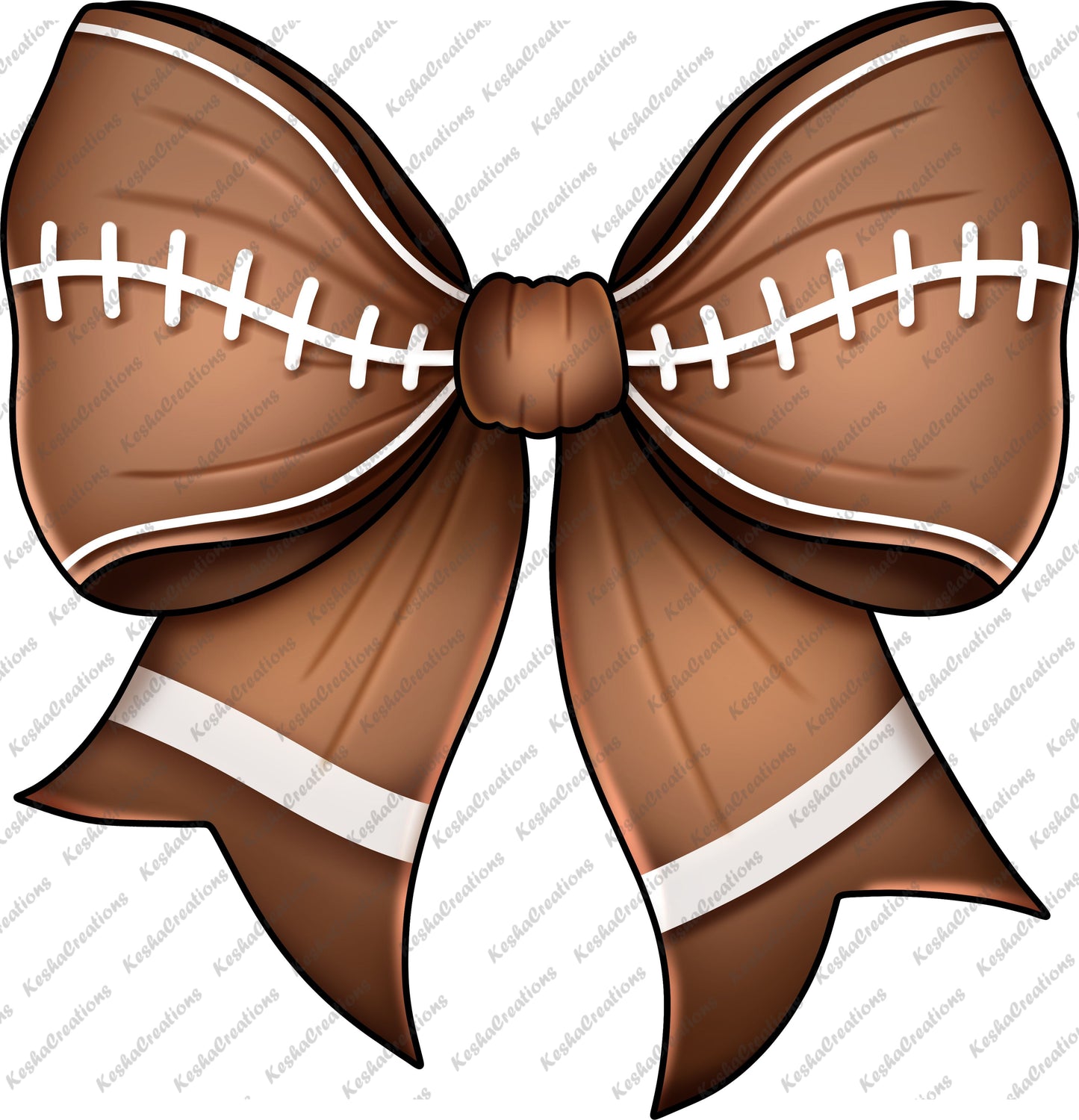 A brown DTF transfer bow with football stitching details, making it ideal for football season celebrations.