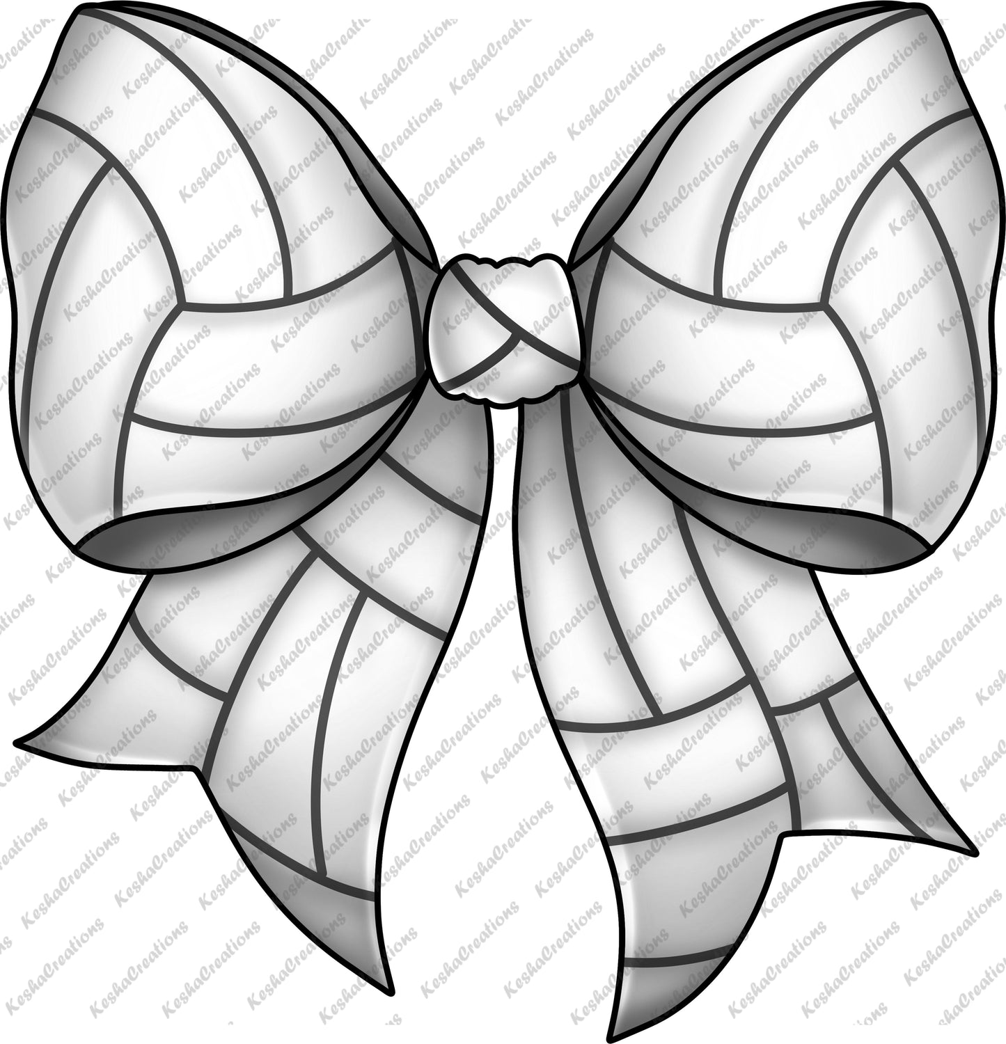 A white DTF transfer bow design with subtle volleyball-inspired line details, adding a sporty touch ideal for volleyball enthusiasts.
